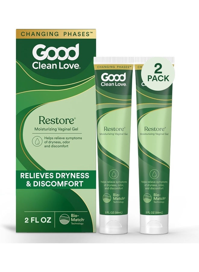 Good Clean Love جل ترطيب المهبل من جود كلين لوف، متوازن الرقم الهيدروجيني، عناية نسائية تعتمد على الماء مع الألوة فيرا وحمض اللبنيك، يقلل من الجفاف والانزعاج والرائحة للنساء، 2 أونصة (عبوتين) - Image 1