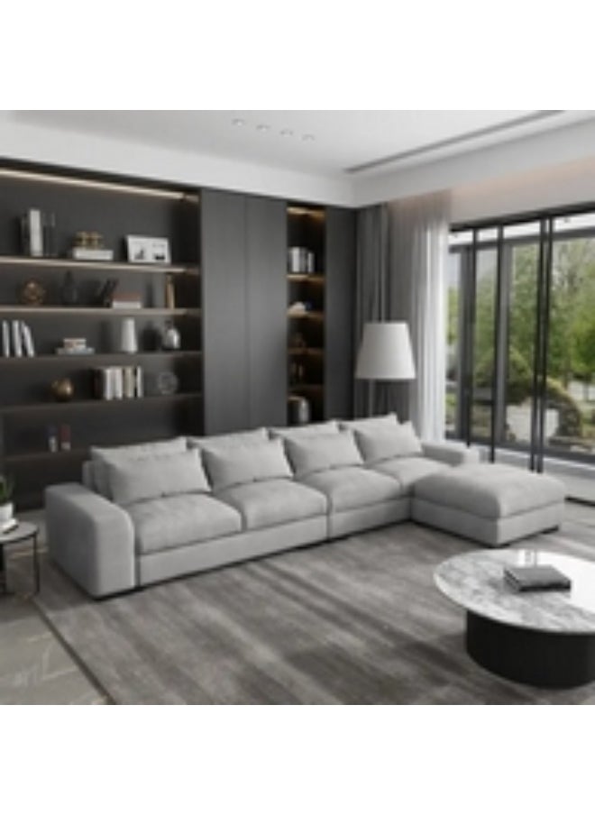 Homzmart Swedish Wood and Linen L-Shape Sofa - Grey  - Image 3