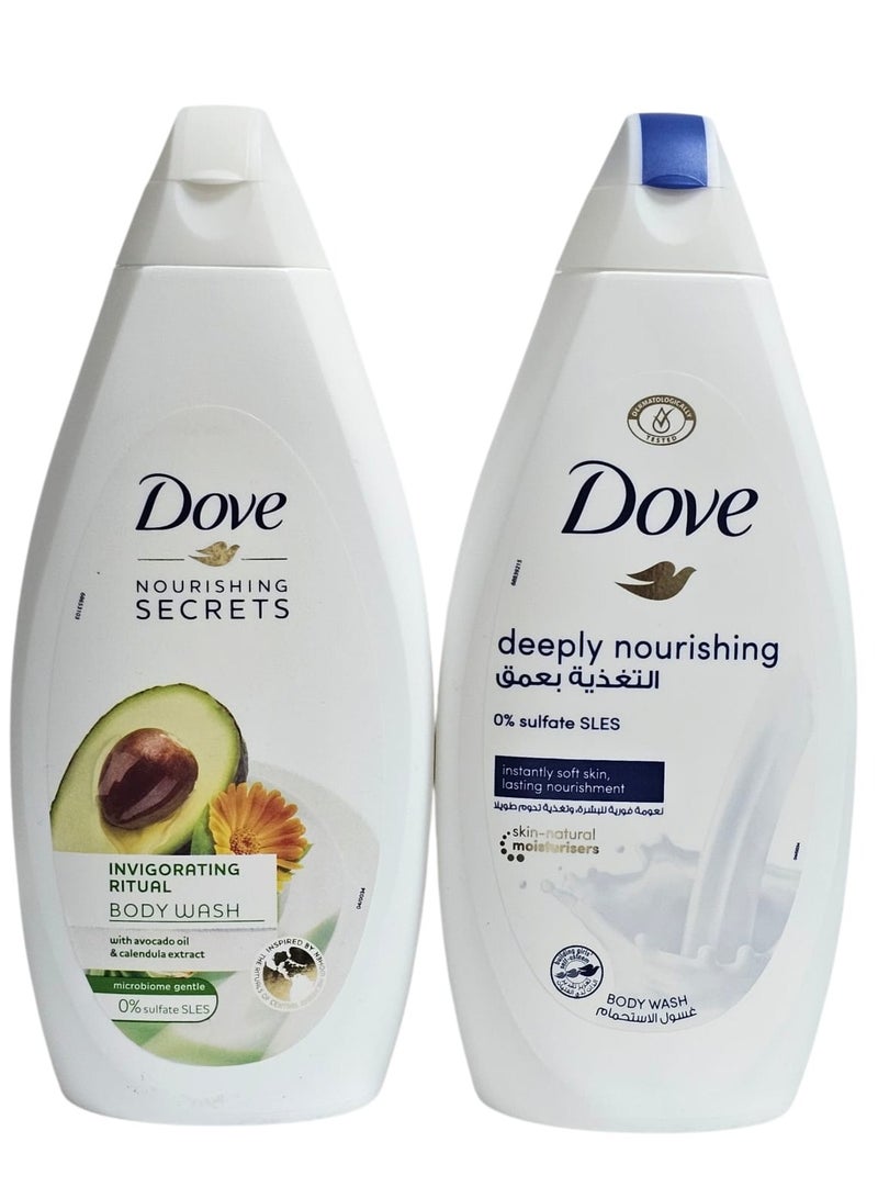دوف غسول استحمام  دوف 2×1 التغذية بعمق والانتعاش بزيت الأفوكادو 500+500مل - Image 2