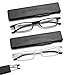 OWTXIS Ultra thin Folding Reading Glasses for Women Men Compact TR90 Blue Light Blocking Readers with Portable Slim Flat case Black Transparent 175 - Image 1
