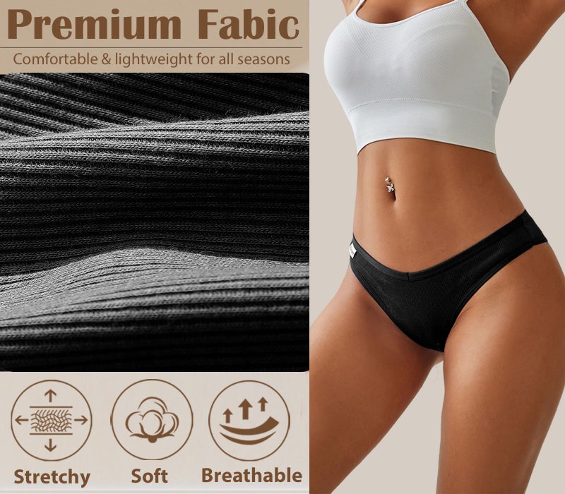 FINETOO 10 Pack Womens Cotton Underwear Sexy Stretch Bikini Panties Low Rise Hipster Ladies Soft V-Waist Cheeky(L) - Image 4