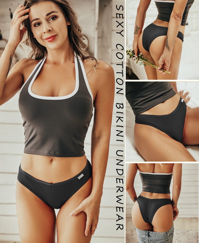 FINETOO 10 Pack Womens Cotton Underwear Sexy Stretch Bikini Panties Low Rise Hipster Ladies Soft V-Waist Cheeky(L) - Image 2