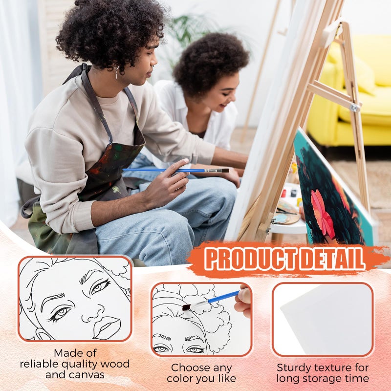 Sherr 140 Pcs 20 Set Pre Drawn Canvas Kit for Painting Craft Sip and Paint Kit for Adults Pre Printed Canvas Painting Favor for Virtual DIY Birthday Gifts Adult's Date Party(Elegant Lady) - Image 3