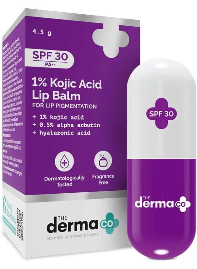 ذا ديرما كو مرطب الشفاه بحمض الكوجيك 1% من ذا ديرما كو مع ألفا أربوتين وحمض الهيالورونيك، عامل حماية من الشمس 30 Pa++ للشفاه الداكنة والمصبوغة - 4G، أوف وايت - Image 1