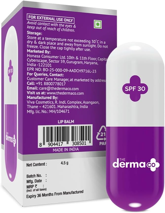 The Derma Co 1% Kojic Acid Lip Balm With Alpha Arbutin & Hyaluronic Acid, Spf 30 Pa++ For Dark & Pigmented Lips - 4G, Off White - Image 4