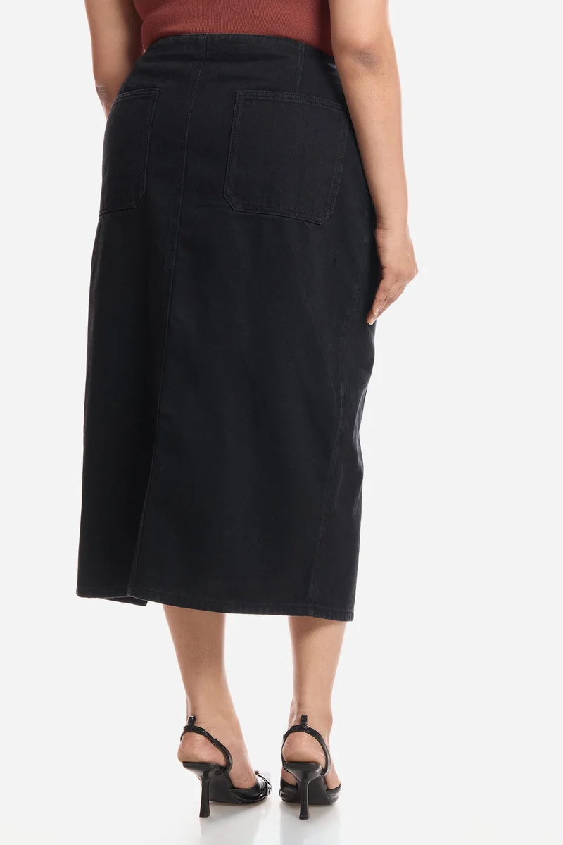 Virgio  Solid Cotton Wrap Midi Plus Size Skirt for Women for Women | Best Price UAE