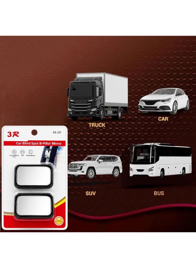 3 ار مرآة النقطة العمياء للسيارة 3R-211، مرآة جانبية للعمود B، قابلة للتعديل 360 درجة، زجاج عالي الدقة، مرآة محدبة واسعة الزاوية مع لاصق 3M، مرآة رؤية خلفية مساعدة عالمية للسيارات وسيارات الدفع الرباعي والشاحنات والحافلات، قيادة آمنة - Image 4