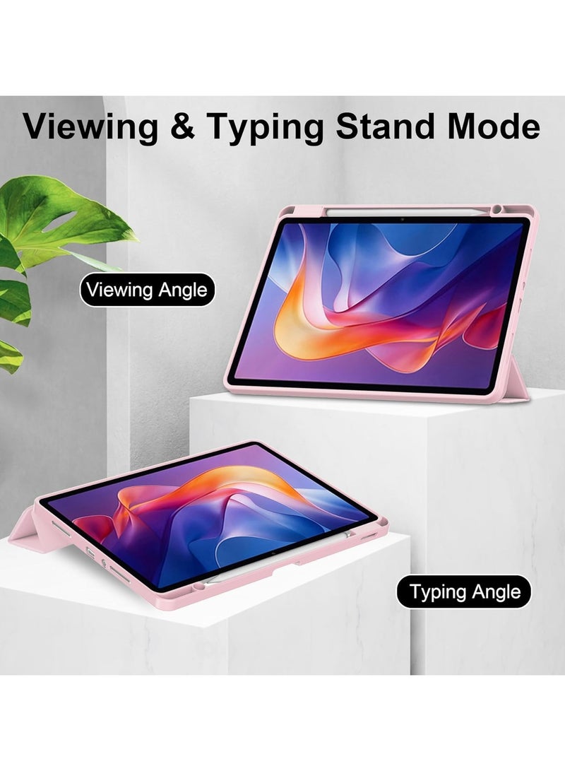 VKL Translucent Case Compatible with Xiaomi Redmi Pad 2 11 Inch 2025 with Transparent Back Cover and Folding Stand Cover with Pen Holder, Automatic Sleep/wake-up (Pink) - Image 3