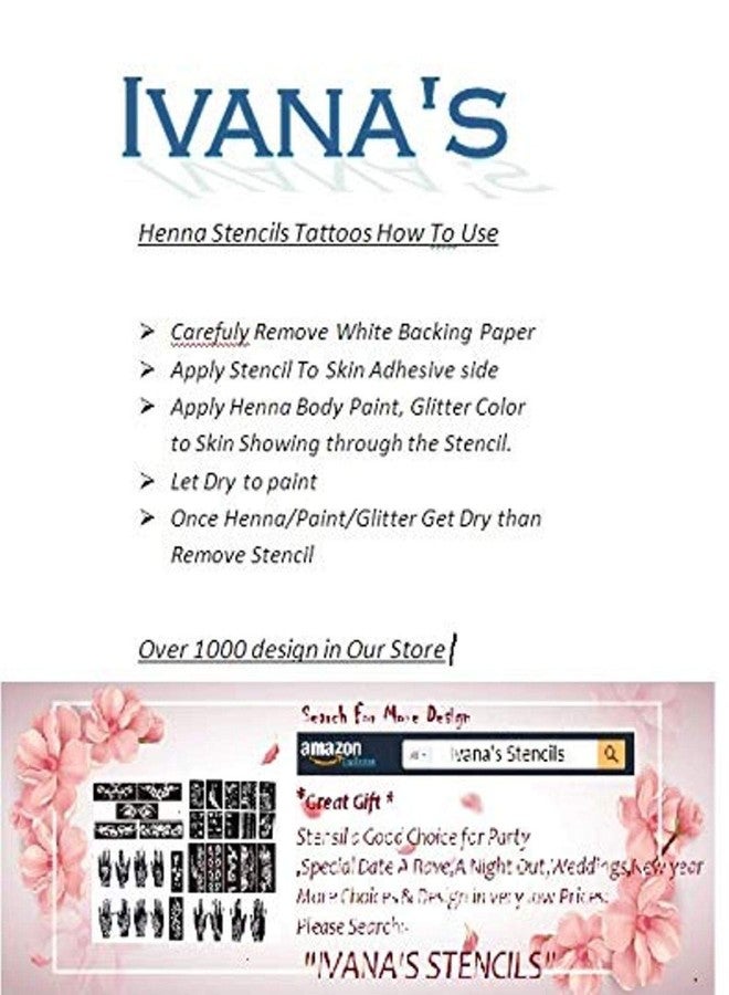 إيفاناز ملصقات حناء إيفانا لليدين | الجسم | الأصابع | الوجه للنساء والفتيات والأطفال، عبوة من قطعتين، NIV-365 - Image 3
