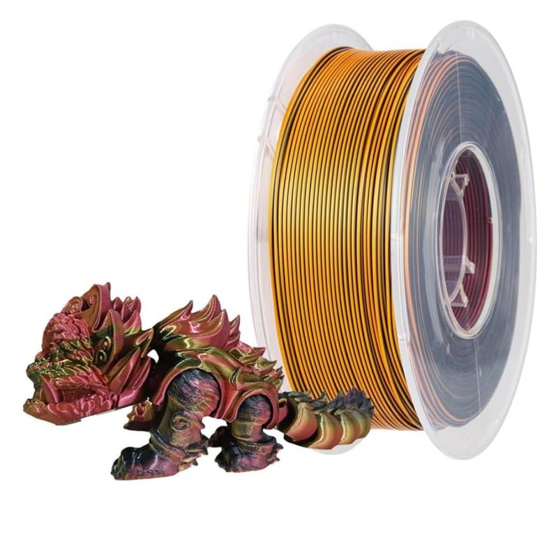 Protomont TECHNOLOGIES FiLAMONT PLA Silk Filament 1.75mm, 3D Printer Filament, Shiny Silk 1.75 PLA Filament, 1kg(2.2Lbs)/Spool (TRI Silk RED Gold Black) - Image 1