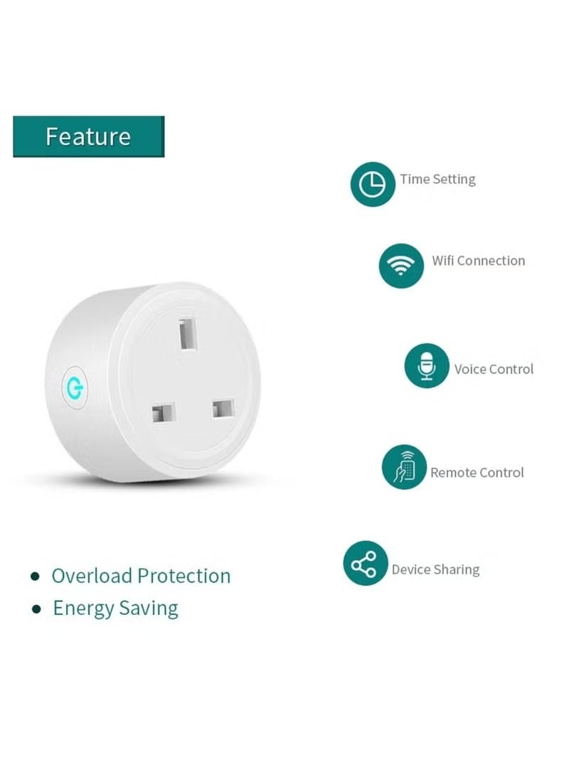 Generic - Smart WiFi Plug, 16A Smart Outlet Plug Socket for Home appliances Automation Compatible with Google Home & Alexa. Mini Socket with remote & voice control with timer function. No Hub required. - Image 1
