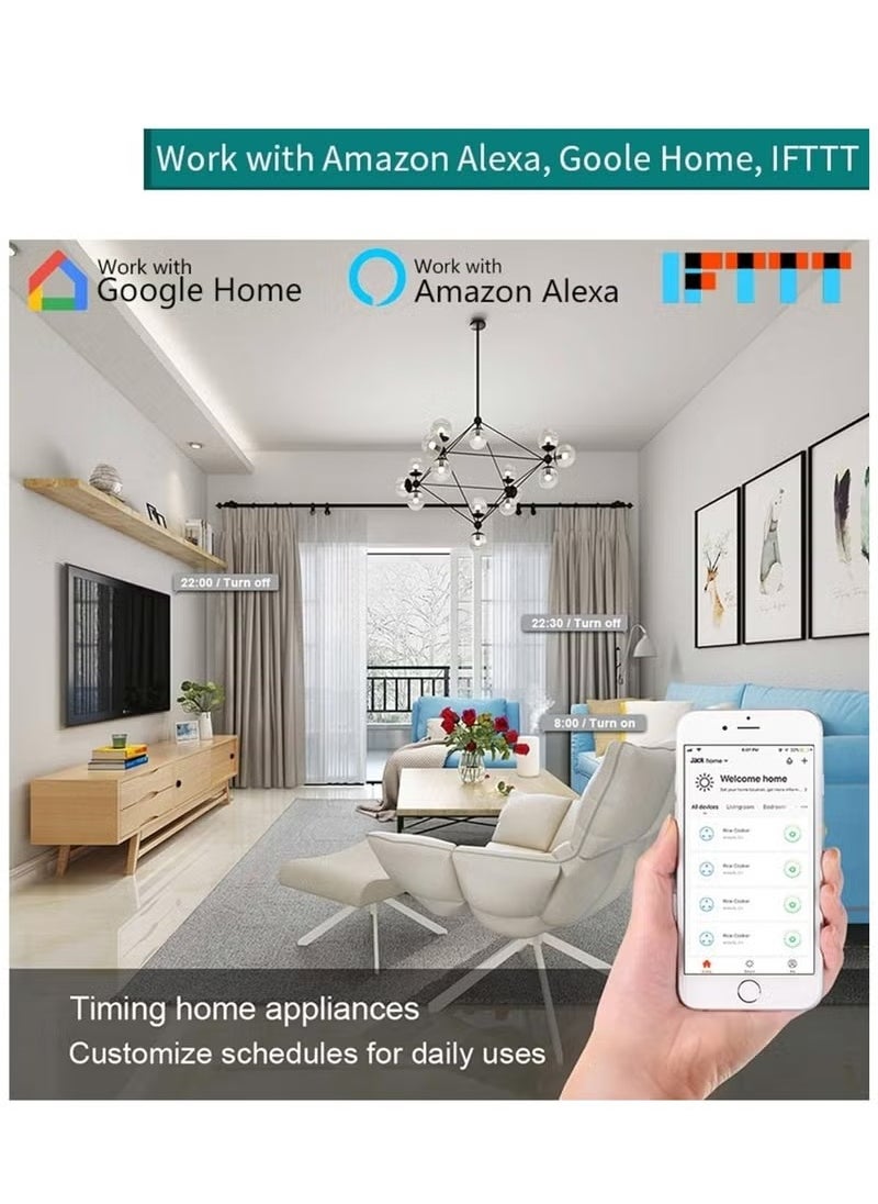 Generic - Smart WiFi Plug, 16A Smart Outlet Plug Socket for Home appliances Automation Compatible with Google Home & Alexa. Mini Socket with remote & voice control with timer function. No Hub required. - Image 1