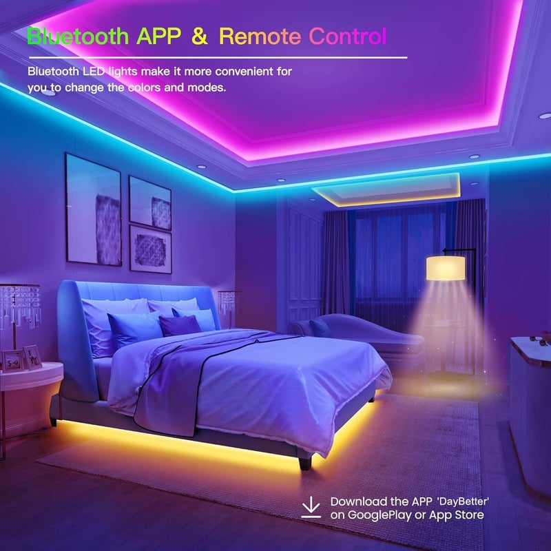 GUPUP LED Lights Strip 100 FT, LED Lights for Bedroom 100ft, RGB Rope Light for Room, Bluetooth APP Control,Color Changing Strip, Sync with Music,para Cuarto, for Bedroom Home Party Decoration - Image 2
