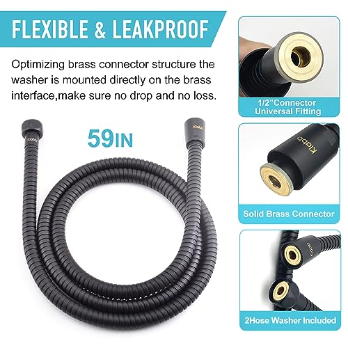 Klabb 4.3" High Pressure Handheld Shower Head with 79" Stainless Steel Hose, Adjustable Wall & Overhead Brackets, Leakproof Brass Connector, Self-Cleaning Nozzles – 5 Spray Modes - Image 2
