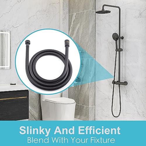 Klabb 4.3" High Pressure Handheld Shower Head with 79" Stainless Steel Hose, Adjustable Wall & Overhead Brackets, Leakproof Brass Connector, Self-Cleaning Nozzles – 5 Spray Modes - Image 4
