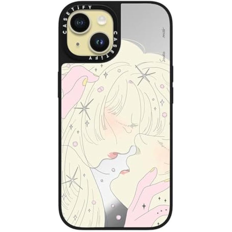 Casetify Mirror iPhone 15 Case 【Reflective / 4.9ft Drop Protection/Compatible with Magsafe】 - Very Close by SAITEMISS - Silver on Black - Image 2