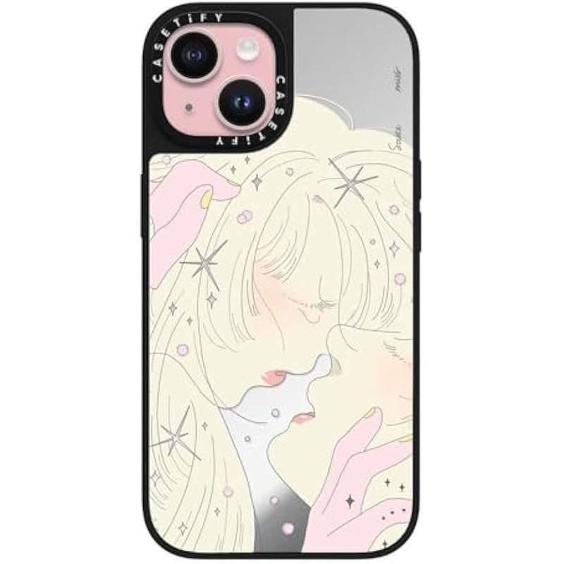 Casetify Mirror iPhone 15 Case 【Reflective / 4.9ft Drop Protection/Compatible with Magsafe】 - Very Close by SAITEMISS - Silver on Black - Image 1