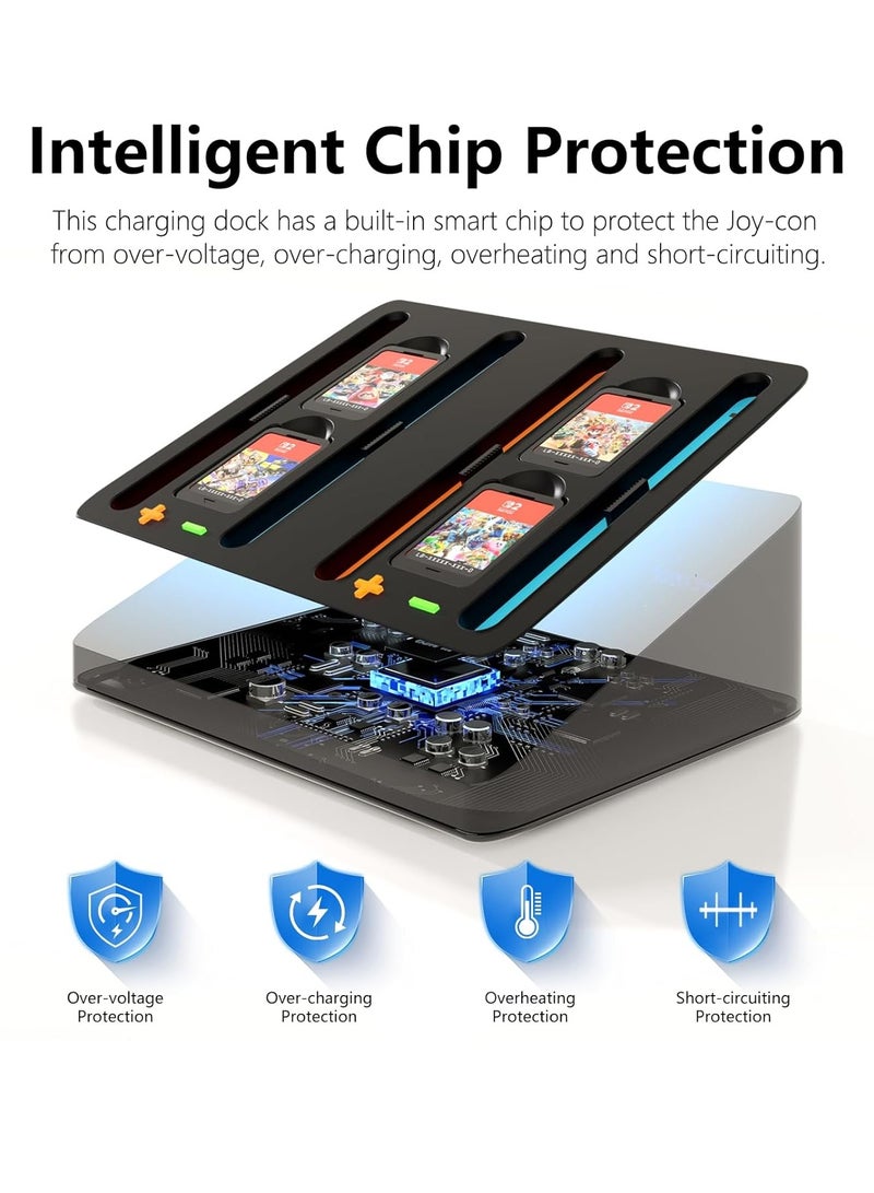 Magnetic Charging Dock for Nintendo Switch 2 Joy-Con – 4 Fast Charging ports with LED Status Lights - Switch 2 Controller Charger Docking Station with 4 Game Cards Slots - Image 4