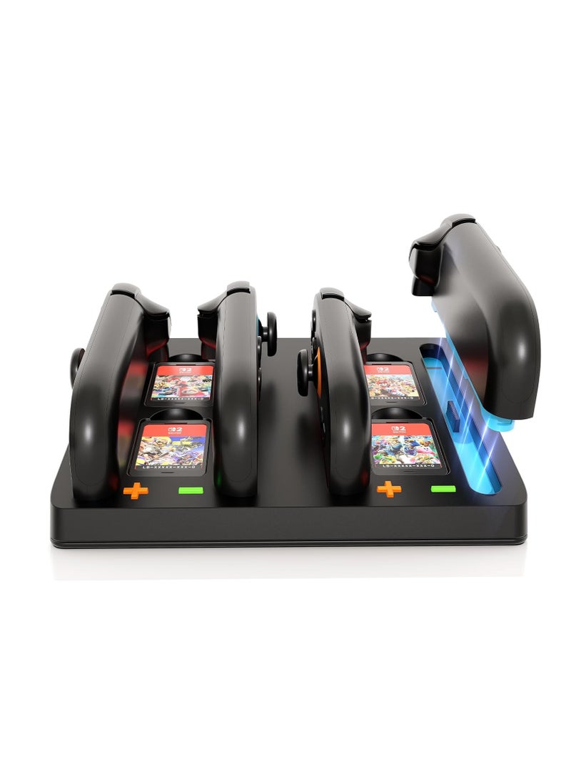 Magnetic Charging Dock for Nintendo Switch 2 Joy-Con – 4 Fast Charging ports with LED Status Lights - Switch 2 Controller Charger Docking Station with 4 Game Cards Slots - Image 2