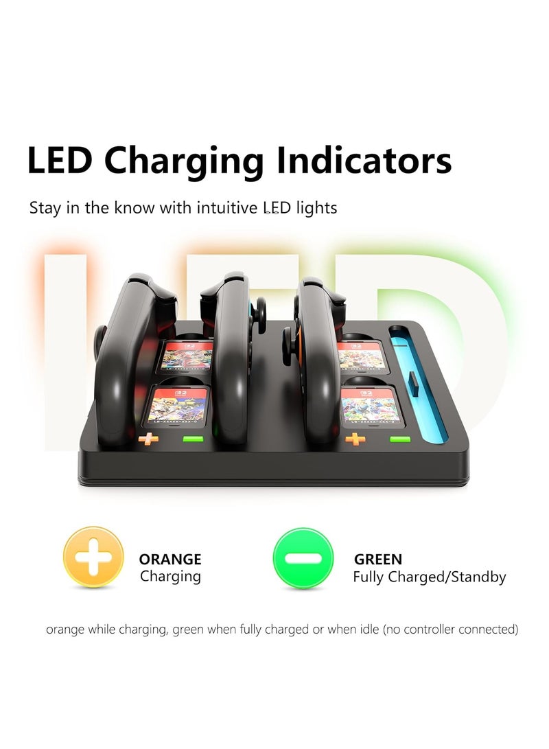 Magnetic Charging Dock for Nintendo Switch 2 Joy-Con – 4 Fast Charging ports with LED Status Lights - Switch 2 Controller Charger Docking Station with 4 Game Cards Slots - Image 5