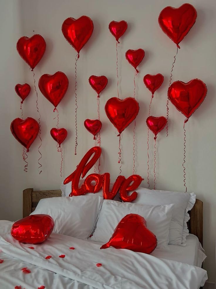 Vibzox Red Heart Balloons, 18 Inch Red Heart Foil Shape Balloon, 12PCS Large Love Foil Helium Romantic Balloons for Birthday Baby Shower Wedding Engagement Anniversary Valentines Christmas Party Decoration - Image 4