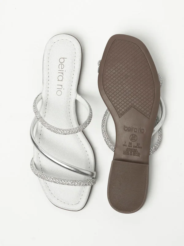 Beira Rio Beira Rio Ladies Flat Sandals Silver | Made In Brazil