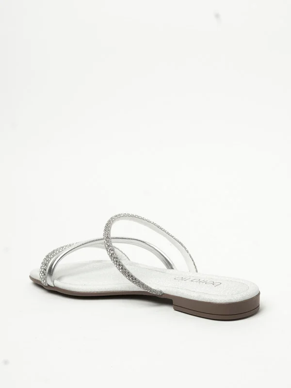 Beira Rio Beira Rio Ladies Flat Sandals Silver | Made In Brazil
