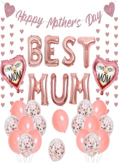 Happy Mother’s Day Decorations, Best Mum Foil Balloon Rose Gold, Happy Mothers Day Glitter Banner love Heart Garland Set, Love You Super Mom Party Supplies - pzsku/Z02715AD3547CDB025C50Z/45/_/1718137168/aaf96917-4d9e-4096-a552-b3e7c51ad638