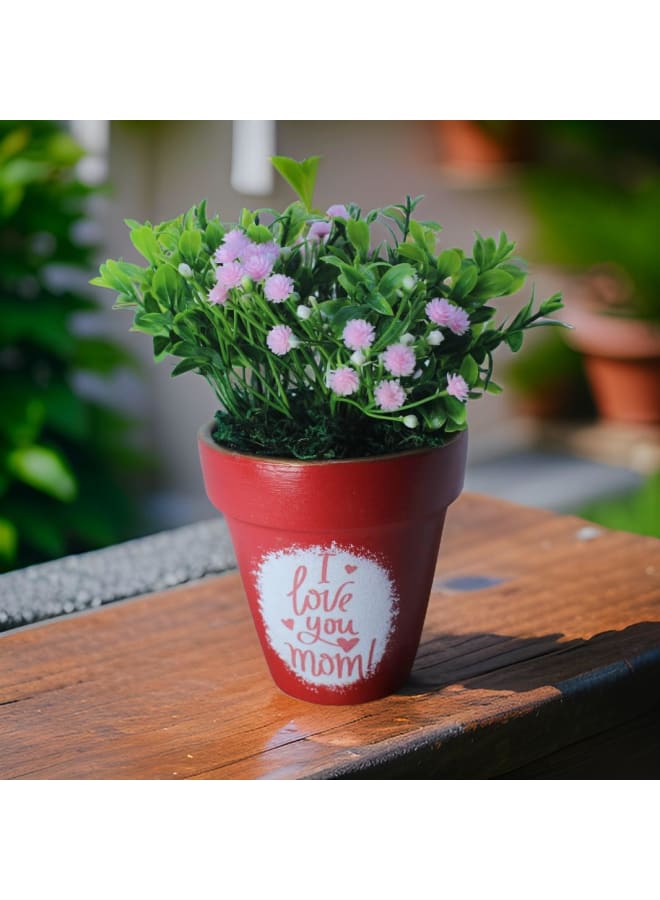 Handnade artificial plant pot - red - 18*10 cm
