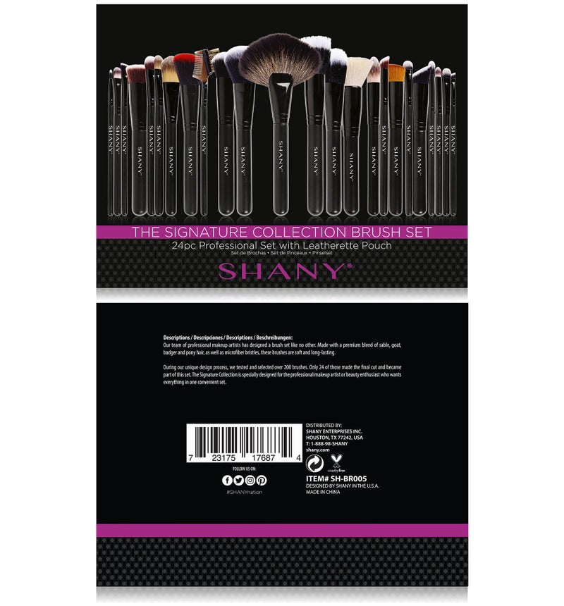 Shany مجموعة فرش مكياج شاني - مجموعة فرش المكياج الاحترافية المميزة - 24 قطعة فرش أساس، بودرة، خافي عيوب، ظلال عيون، فرش شعر صناعي بمقابض خشبية، تغليف هدايا فاخر - Image 2