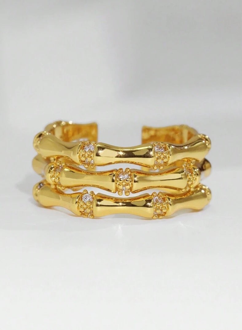 إيكوال خاتم نسائي أنيق من الاستانلس ستيل باللون الذهبي بمقاس موحد - Image 3