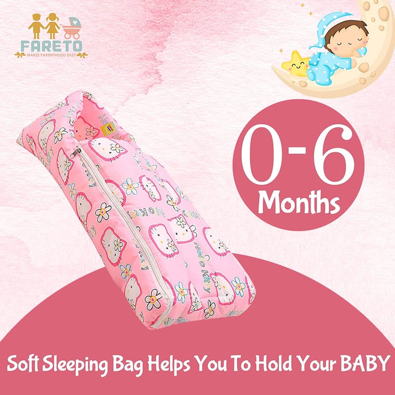 Infantbond Combo of Baby Mattress with Net Sleeping Bag 4 Pcs Bedding Set 4 Waterproof Sheets06 MonthsPID Kitty Pink - Image 4