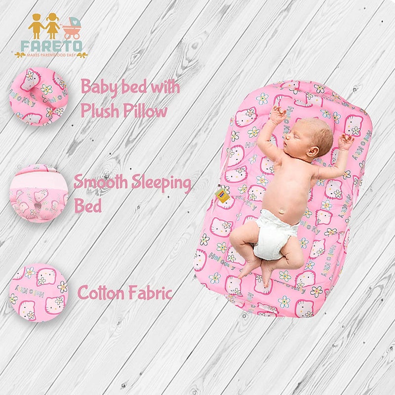 Infantbond Combo of Baby Mattress with Net Sleeping Bag 4 Pcs Bedding Set 4 Waterproof Sheets06 MonthsPID Kitty Pink - Image 3