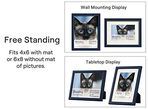 VIOLABBEY 6x8 Picture Frame Blue, Photo Frame Set of 4, Display 4x6 Photo with Mat and 6x8 without Mat, Wall or Tabletop, HD Real Glass - Image 2