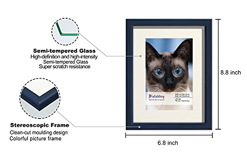 VIOLABBEY 6x8 Picture Frame Blue, Photo Frame Set of 4, Display 4x6 Photo with Mat and 6x8 without Mat, Wall or Tabletop, HD Real Glass - Image 3