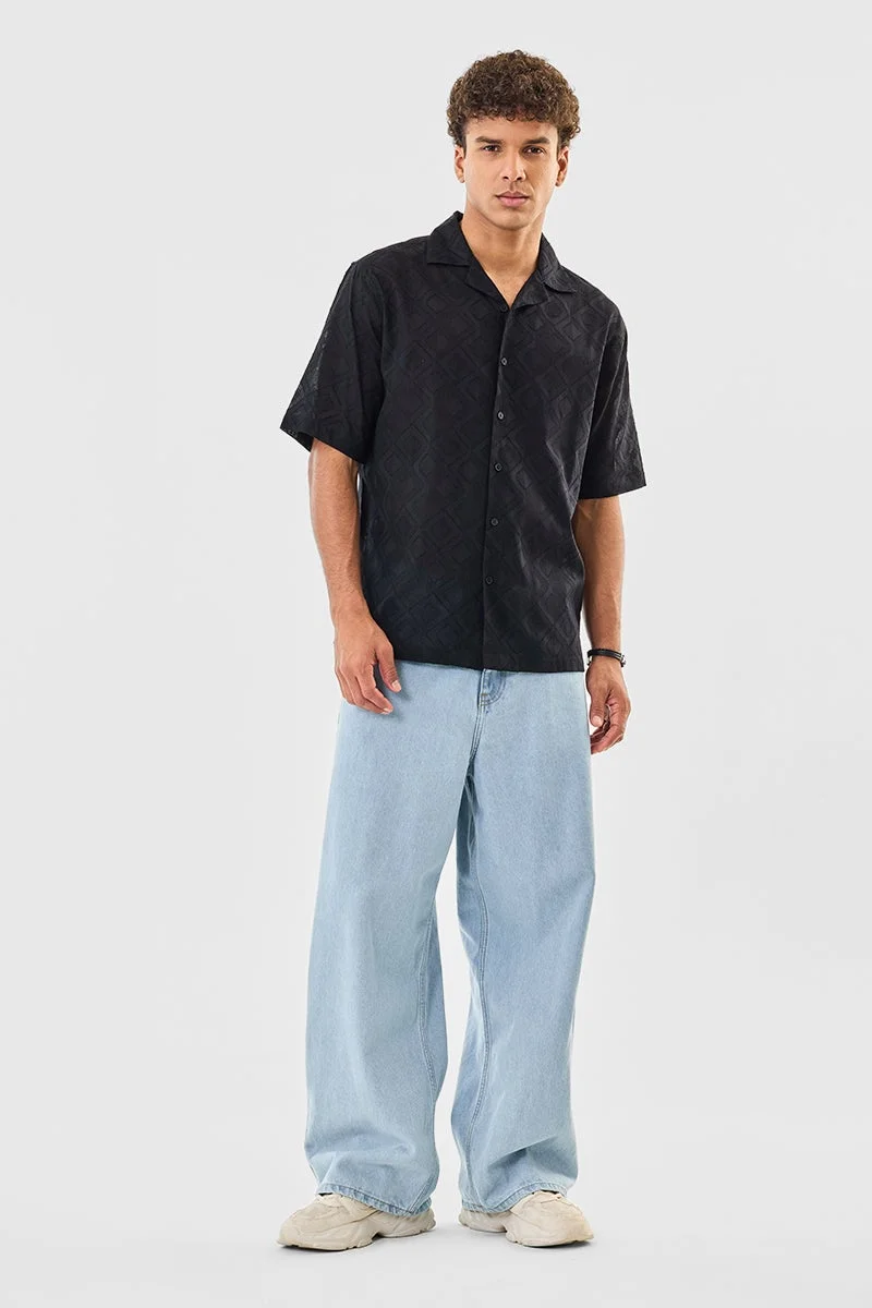 SNITCH Self-Design 100% Cotton Box Fit Shirt