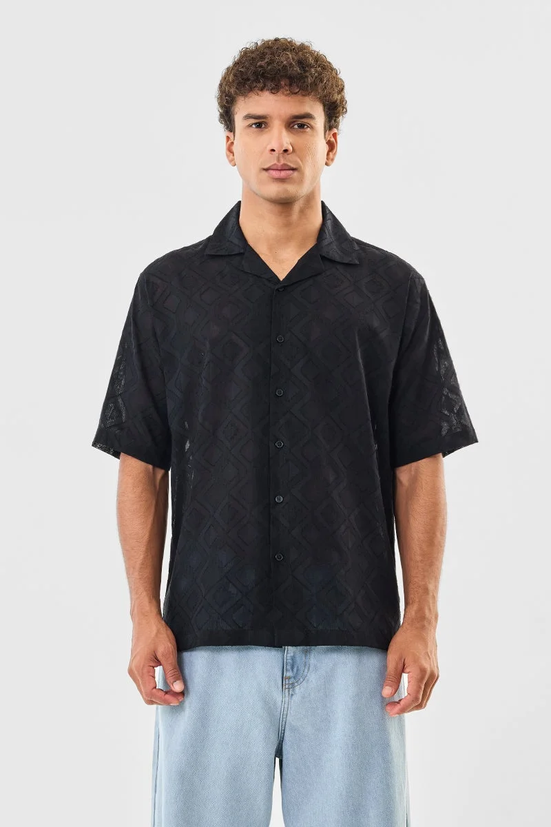 SNITCH Self-Design 100% Cotton Box Fit Shirt