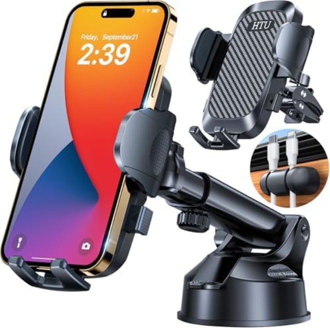 HTU 2026 Ultimate Best【True Military-Grade & Safety Cert】Car Phone Holder HTU【Upgraded 360 Rotation & 100+LBS Strongest Suction】5-in-1 Truck Windshield Dashboard Vent Mount Stand for iPhone Android, Black - Image 1