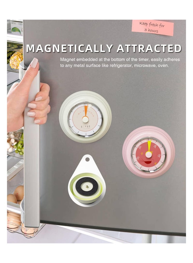 SOLARAE 360° Rotating Mechanical Kitchen Timer, Visual Countdown Timer with Magnetic Back, Perfect for Cooking, Learning, and Creative Tasks - Pink Bird Design - Image 3