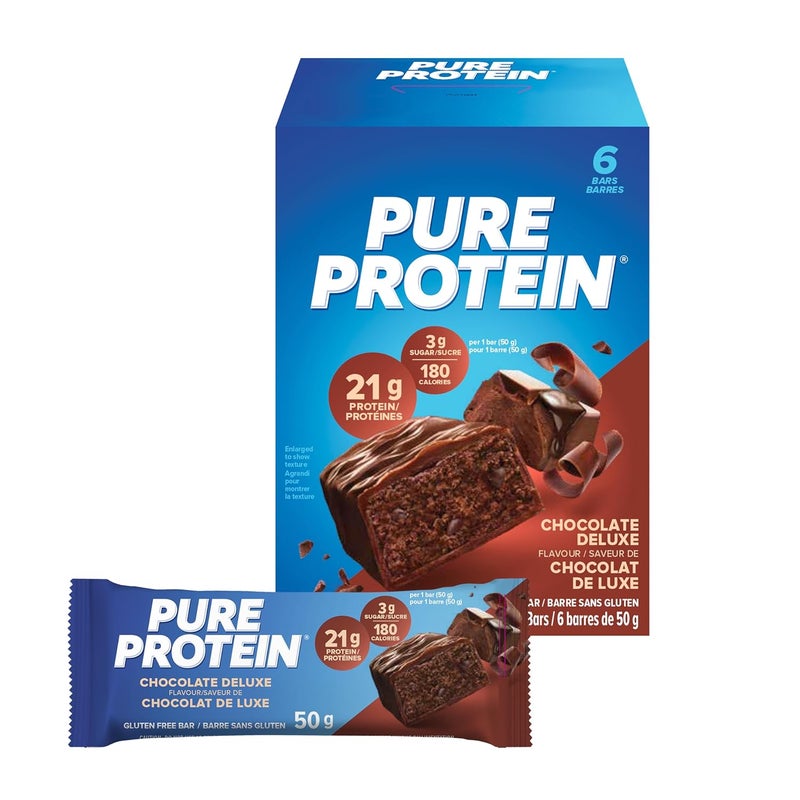 Pure Protein Gluten Free Chocolate Protein Bars 50g 6ct 20g Protein Per Bar Imported from Canada - Image 1