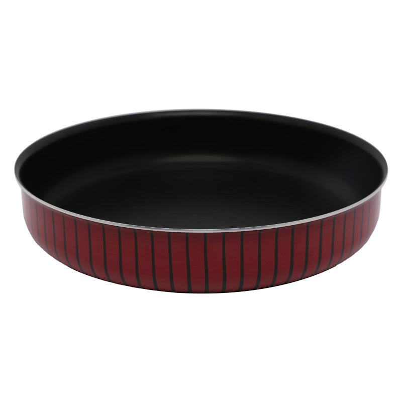 Bister Classy Round Non-Stick Oven Tray 26cm Red/Black – High-Quality Metal Bakeware with Flat Bottom & Striped Exterior Design, Oven-Safe for Cakes, Pies & Baking - Image 1