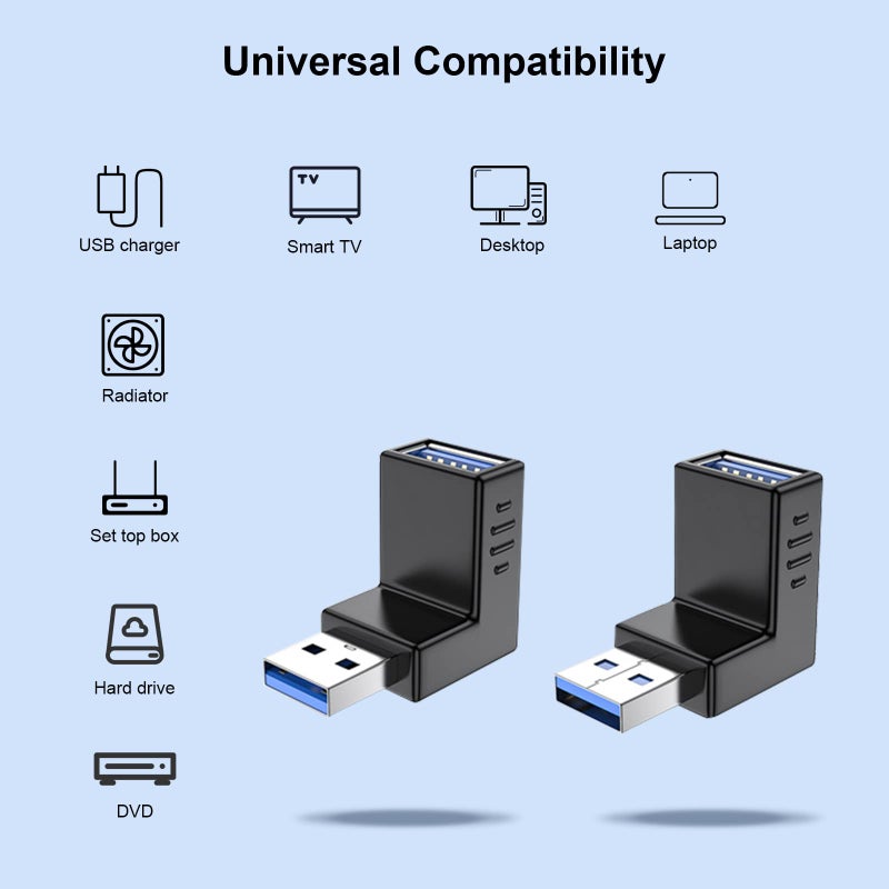 Oxsubor USB 3.0 Adapter 90 Degree Male to Female Combo Vertical Up and Down Angle Coupler Connector - Image 3