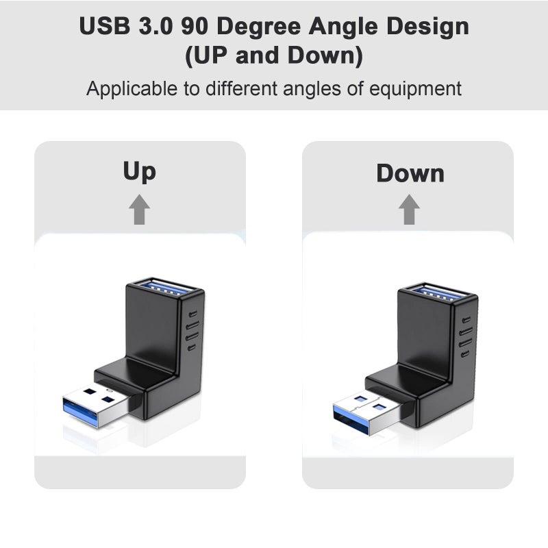 Oxsubor USB 3.0 Adapter 90 Degree Male to Female Combo Vertical Up and Down Angle Coupler Connector - Image 5