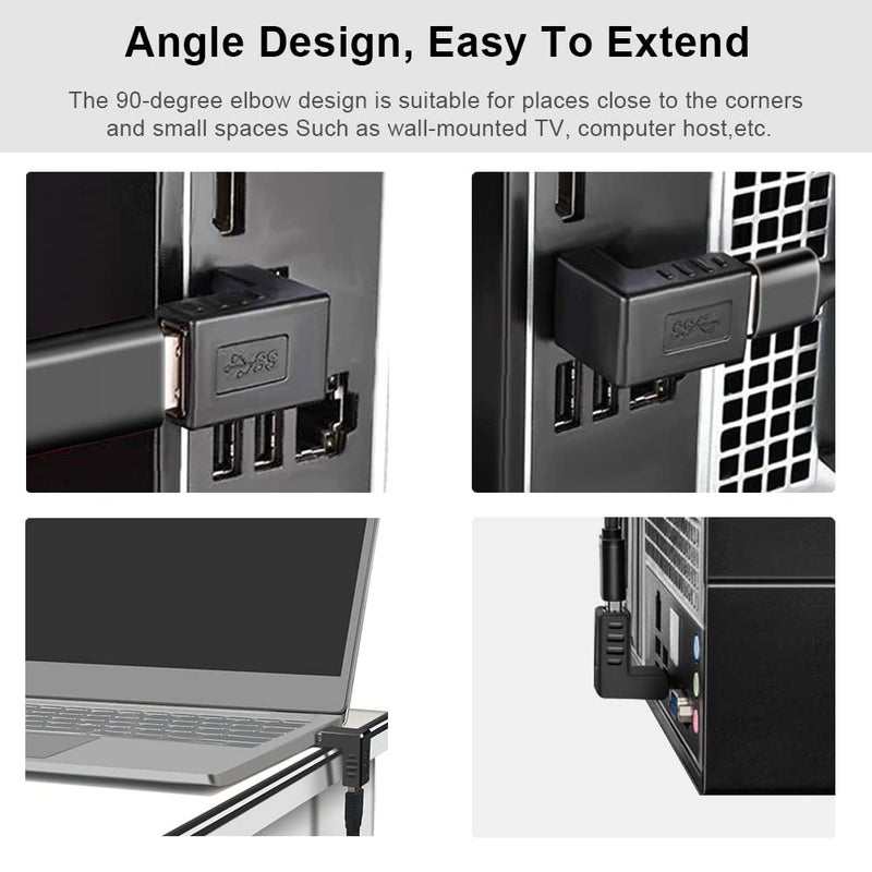 Oxsubor USB 3.0 Adapter 90 Degree Male to Female Combo Vertical Up and Down Angle Coupler Connector - Image 4