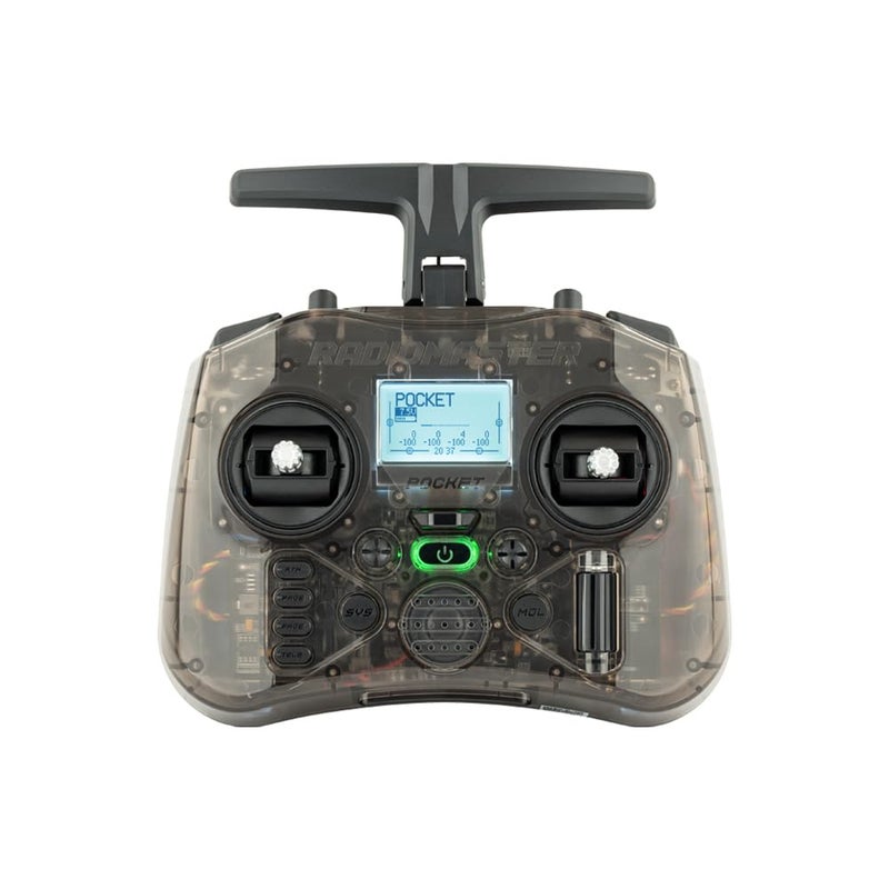 Radiomaster Pocket Hall Gimbal Transmitter Remote Control Portable Lightweight Built in LED Light Foldable Antenna Mode 2 (ELRS-Charcoal) - Image 1