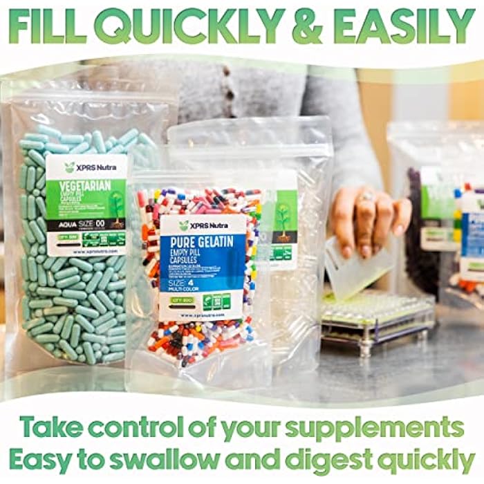 XPRS Nutra Size 2 Empty Capsules - 500 Clear Empty Vegan Capsules - Vegetarian Pill - Do-It-Yourself Vegetable Caps Filling for Supplements and Vitamins - Veggie Pills - Image 2