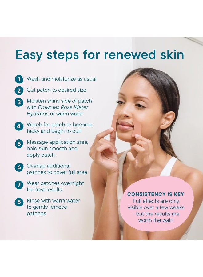 Frownies لصقات فاونيس للوجه للتجاعيد حول زوايا العينين والفم  شريط وجه مضاد للتجاعيد hypoallergenic  لصقة تجاعيد لتنعيم  وتخفيف تجاعيد الأقدام الغائرة  خطوط الابتسامة  للاستخدام الليلي  144 لصقة - Image 4