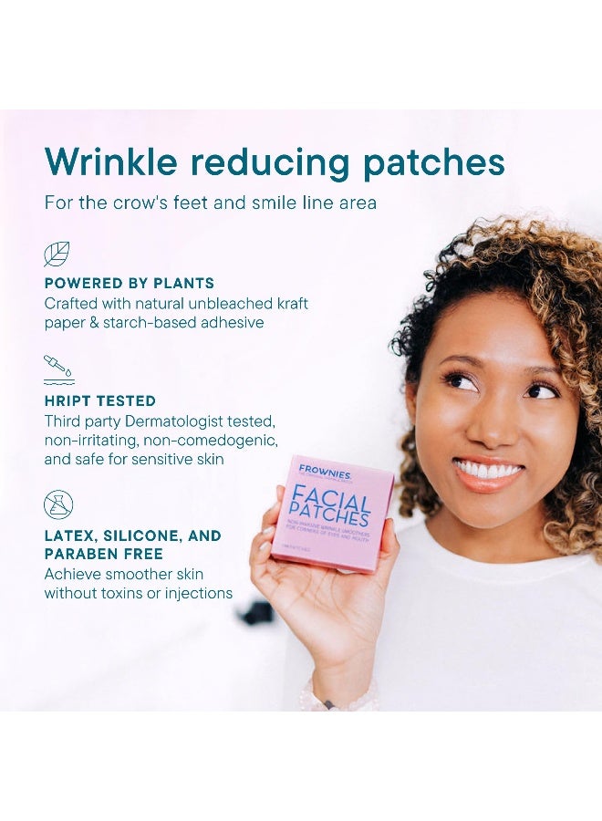 Frownies لصقات فاونيس للوجه للتجاعيد حول زوايا العينين والفم  شريط وجه مضاد للتجاعيد hypoallergenic  لصقة تجاعيد لتنعيم  وتخفيف تجاعيد الأقدام الغائرة  خطوط الابتسامة  للاستخدام الليلي  144 لصقة - Image 2