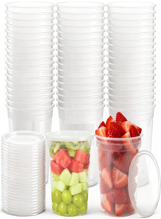 Lawei 50 Pack 32 Oz Plastic Food Containers with Lids, Leak-Proof Airtight Deli Cups Food Storage Containers for Meal Prep, Soup, Lunch, Leftovers, Takeout, Freezer/Microwave/Dishwasher Safe - Image 1