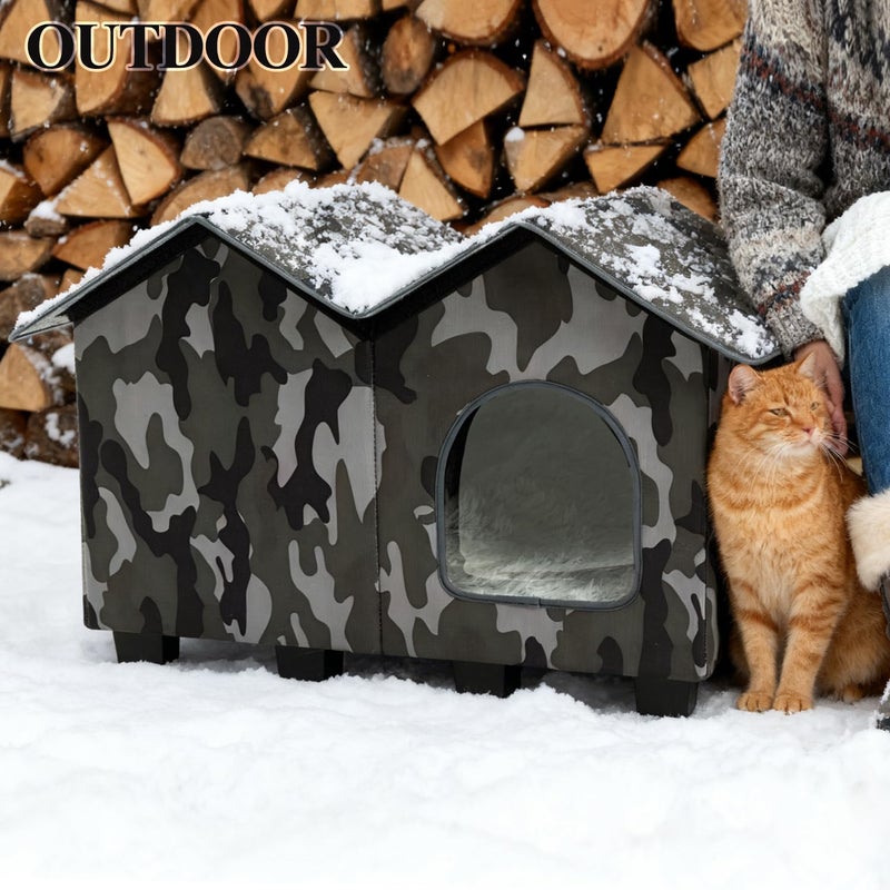 Kilodor Heated Outdoor Cat House, Insulated Elevated Cat House Weatherproof for Outside, Cat Shelter with Heated Pad for Outdoor/Indoor Cat in Winter (Green, Large) - Image 4